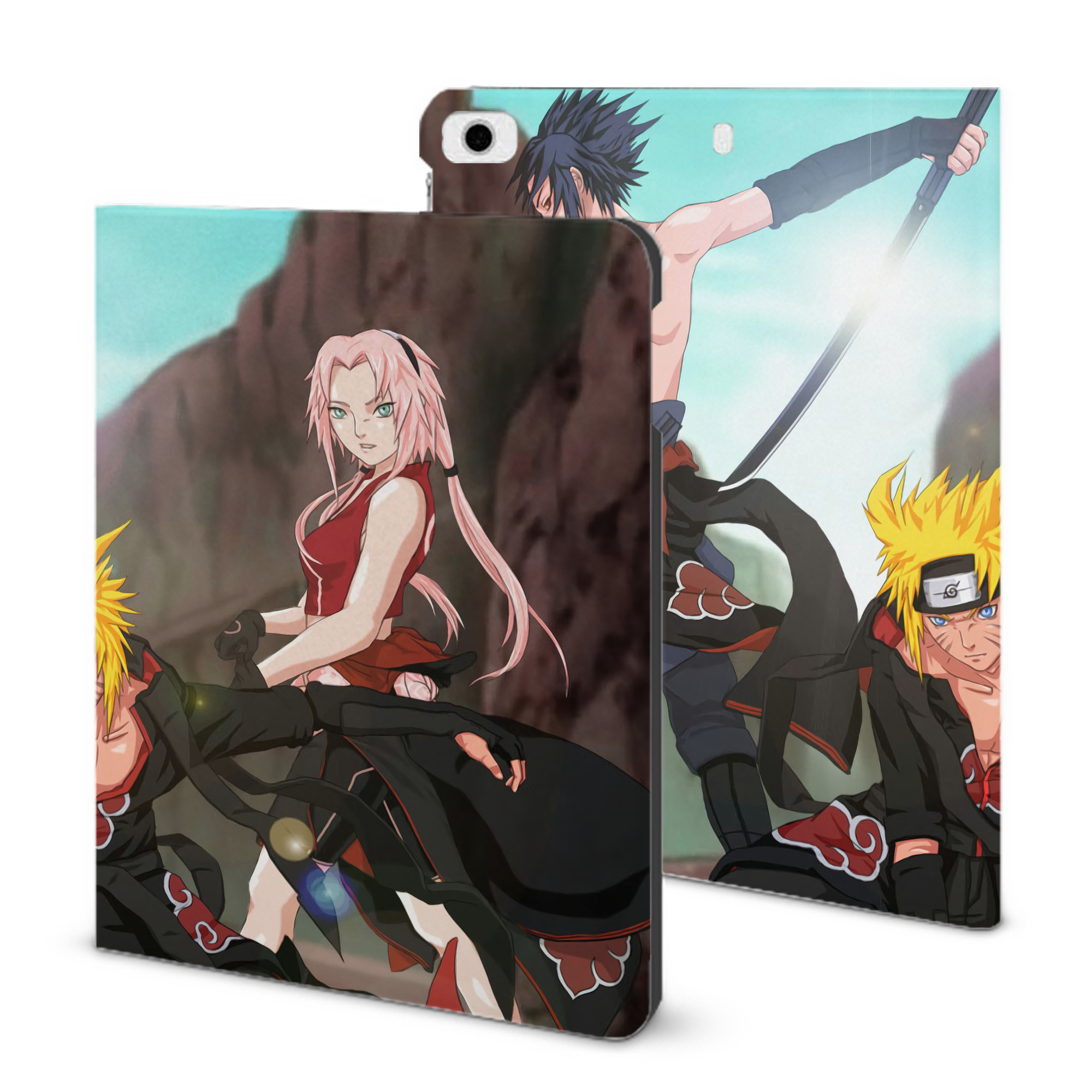 （画像用） NARUTO -ナルト- NARUTO -ナルト- 疾風伝 IPad ケース ブック型 PUレザー TPU 耐衝撃 軽量 薄型 ペン収納なし 全面保護 IPad 各モデル対応
